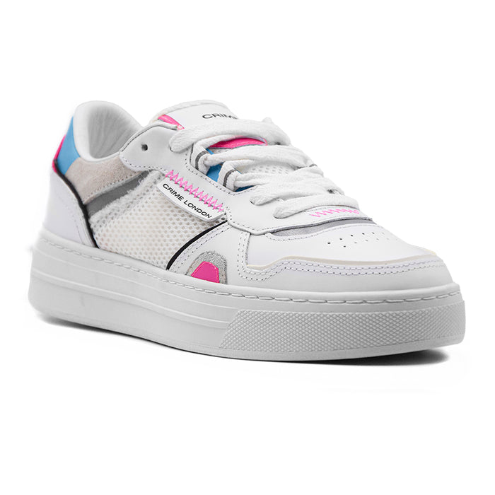 Sneakers Crime Low Top Off Court Donna Bianco Con Catarifrangenti