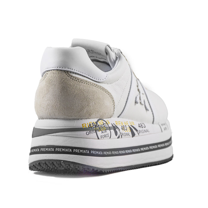 Premiata Beth 5603 Sneakers Donna Bianco Dettaglio In Camoscio