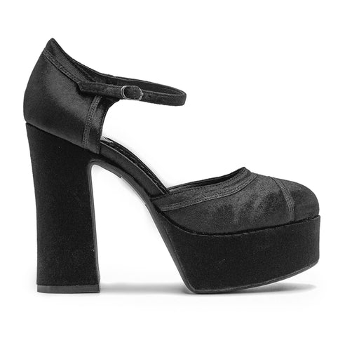 Jeffrey Campbell Chanel Low-Down Nero In Velluto Con Plateau
