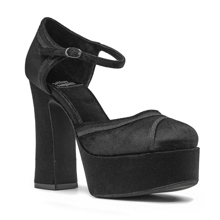 Jeffrey Campbell Chanel Low-Down Nero In Velluto Con Plateau