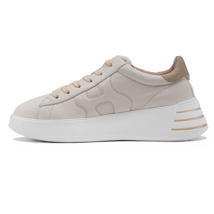 Hogan Rebel Oro Pallido Sneakers Donna Con Retro Tessuto Glitter