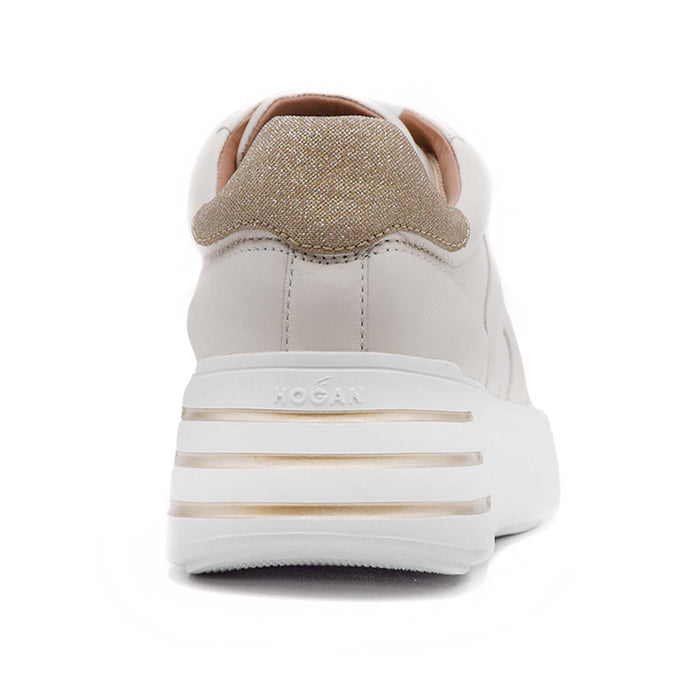 Hogan Rebel Oro Pallido Sneakers Donna Con Retro Tessuto Glitter