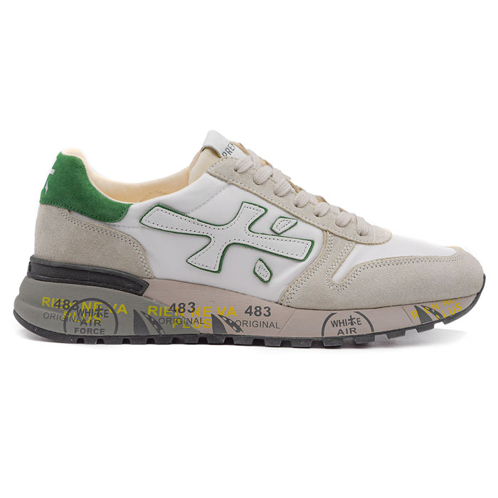 Premiata Sneakers Mick 6167 Uomo Bianco Dalla Bordatura Verde
