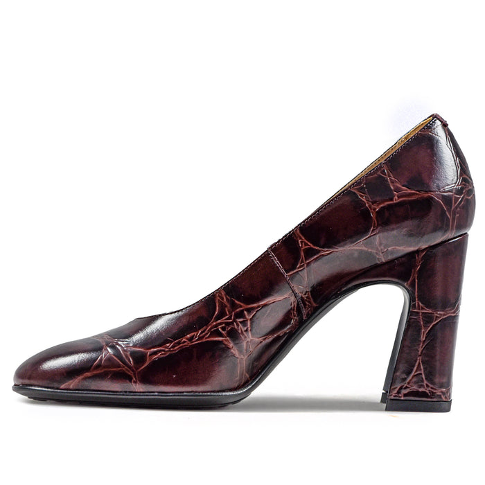 D&eacute;collet&eacute; Tod's Donna In Stampa Coccodrillo Bordeaux Suola Gommini