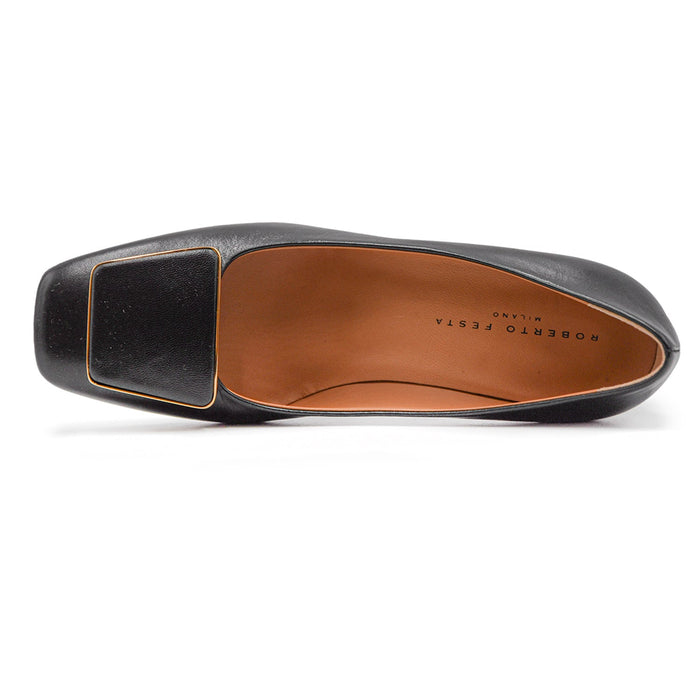 D&eacute;collet&eacute; Roberto Festa Nero Donna Tacco Geometrico Rifasciato